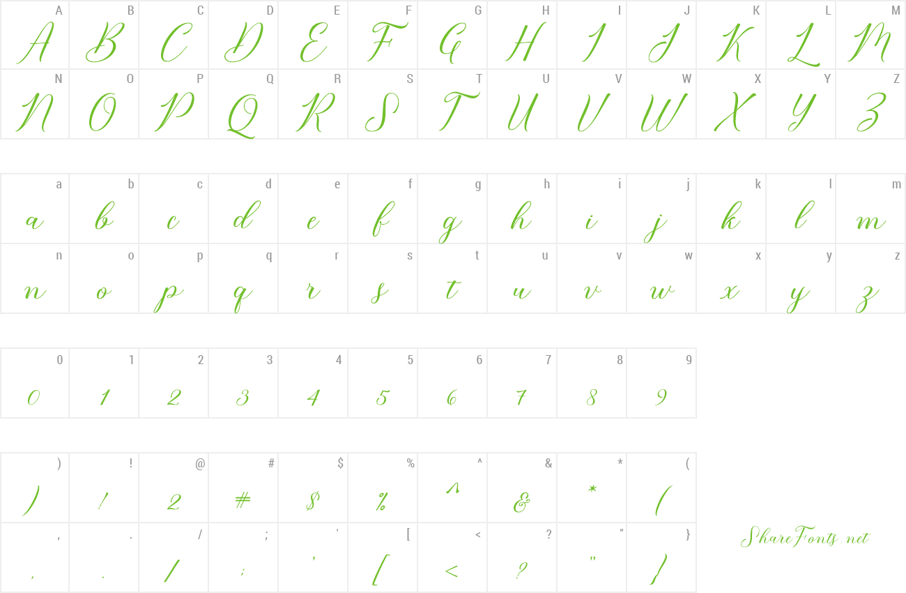 Font Bridget Script preview